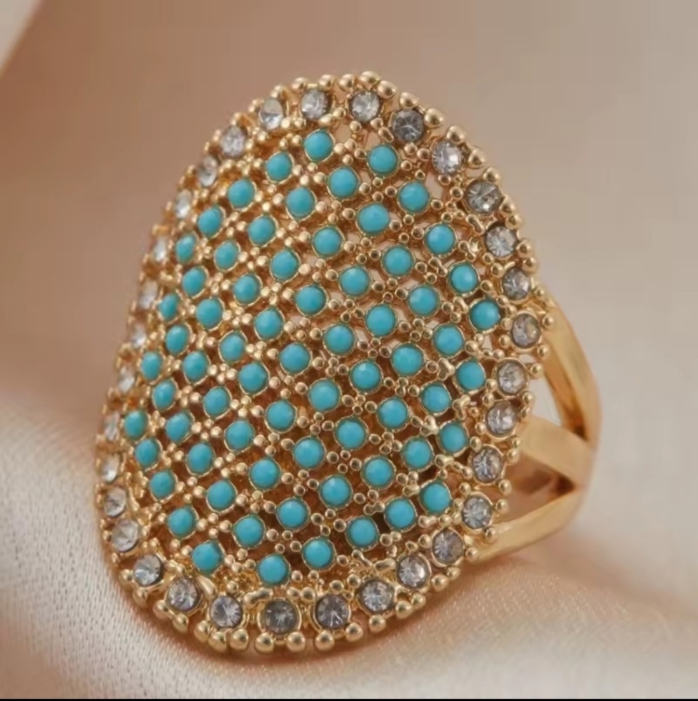 Retro Bohemian Fashion Set Zircon Oval Ring